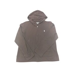 Ralph Lauren Women's Full Zip Hoodie Polo Pony Logo Brown Size Medium